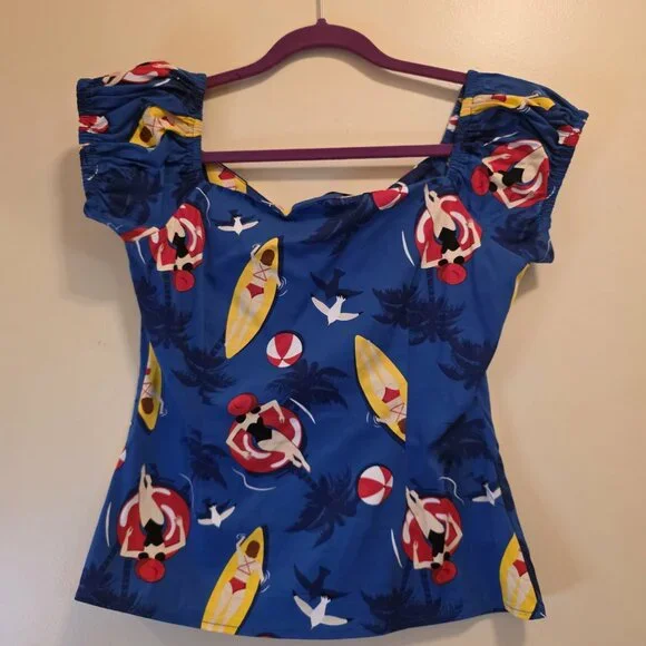 Collectif Delores Blue Pool Top L - Picture 5 of 5
